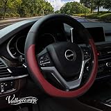 Valleycomfy Microfiber Leather Steering Wheel Cover Universal 15 inch, Wine Red
