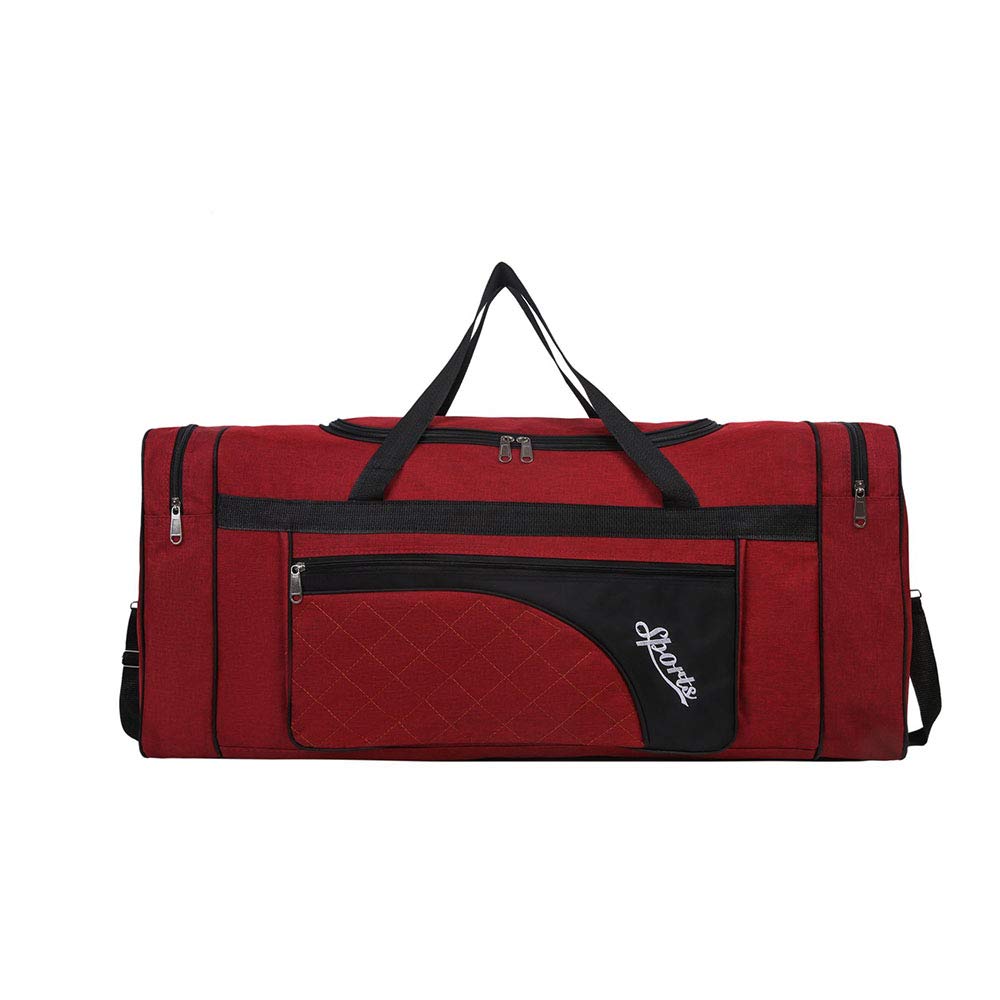 Sipobuy 80L Foldable Travel Bag, Sports Gym Bag, Shoe Compartment, Holdal, Lightweight and Waterproof, Large Capacity, Unisex (Red)