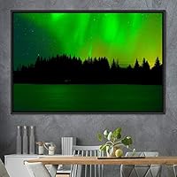 Framed Canvas Wall Art Dayspring Astronomy & Space Contemporary Cosmic Dramatic Green Group Photography Realism - 16x24 inches