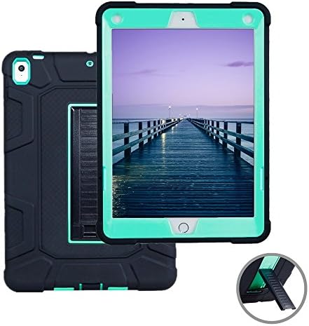 iPad Pro 10.5 Case, MCUK [New] [Shockproof] 3 In 1 Heavy Duty Silicone Rubber Skin Hard Combo Bumper Protective Case with Kickstand for Apple iPad Pro 10.5 inch 2017 Released (Black+Light Green)