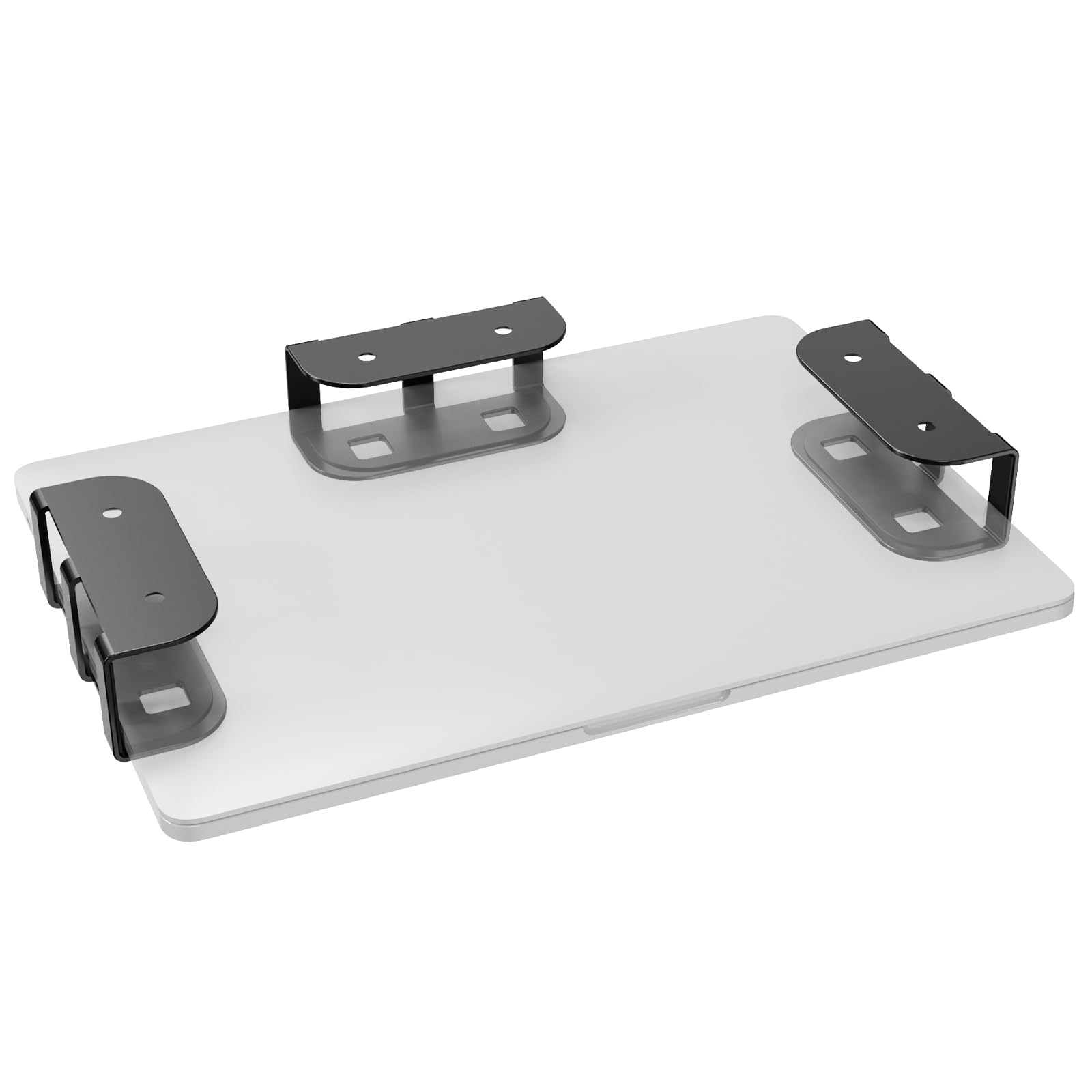 Under Desk Table Laptop Mount Metal Anti-Scratch Silicone Hidden Docking Station Holder Mounting Brackets Shelf for Mac Mini MacBook Keyboard Multimedia Device Tablet 3pcs