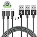 AOKER Micro USB Cable, 3Pack 3FT Extra Long Nylon Braided High Speed USB to Micro USB Charging Cord Fast Charger for Galaxy S7/S6/S5/Edge,Note 5/4/3,HTC,LG,Nexus and More (3 Pack 3FT Black)