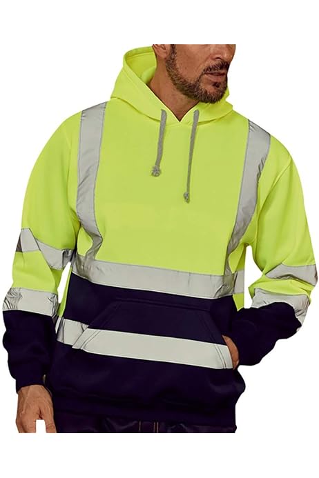 Men's Reflective Hoodies Long Sleeve Casual Loose Fit Hooded Sweatshirts  High Visibility Safety Sports Work Pullover Tops, A# Green, Medium :  Amazon.ca: Clothing, Shoes u0026 Accessories