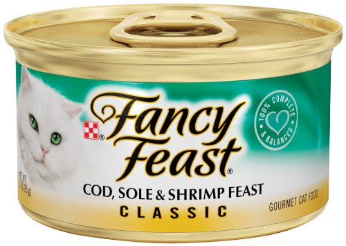 Fancy Feast Gourmet Cat Food, Cod Sole and Shrimp Feast, Classic 3-Ounce Cans (Pack of 24), My Pet Supplies