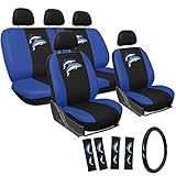 Oxgord 17pc Set Universal Car/Van/Truck/SUV Seat Covers, Black w/ Embroidered Logo (Dolphin)