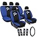Oxgord 17pc Set Universal Car/Van/Truck/SUV Seat Covers, Black w/ Embroidered Logo (Dolphin)