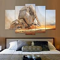 ZPPLD Prints Art Picture,5 Piece Modern Landscape Artwork HD War Stretched and Framed Giclee Canvas Prints Pictures Living Room Bedroom Home Decorations,Framed,Size2