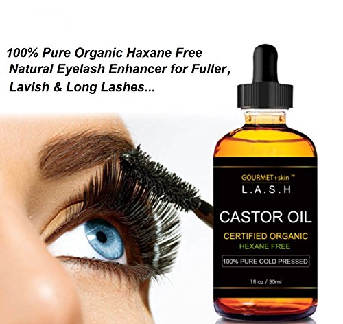 Organic Castor Oil for Eyelashes: Natural Eyelash Growth Enhancer 100% Pure Organic Cold Pressed and HEXANE Free Premium Quality Castor Oil for Hair Growth ( Eyebrow, Eyelash Growth Serum Oil)