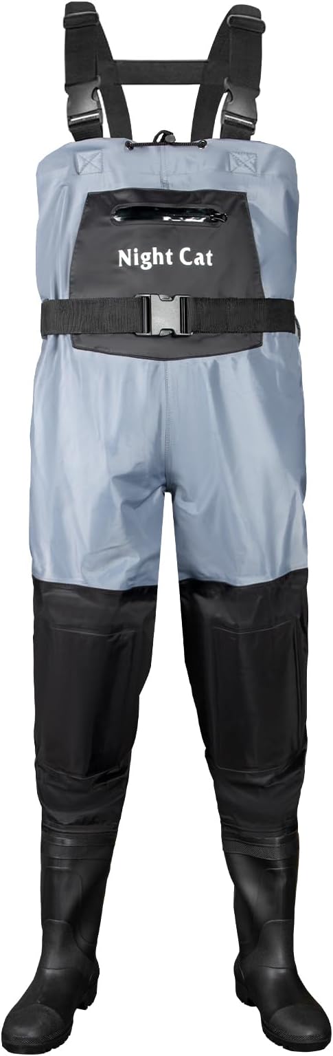 Night Cat Waterproof Chest Waders with Boots Men Women Blue UK 11
