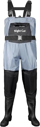 Night Cat Waterproof Chest Waders with Boots Men Women Blue UK 11