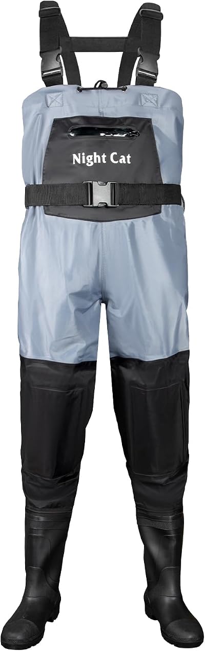 Night Cat Waterproof Chest Waders with Boots Men Women Blue UK 11