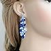 EVER FAITH Tear Drop Flower Cluster Dangle Earrings Dark Blue Austrian Crystal Silver-Tone