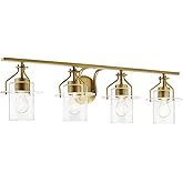 Kichler, Everett 34.25 Inch 4 Light Vanity Light with Clear Glass in Natural Brass, 55080NBR