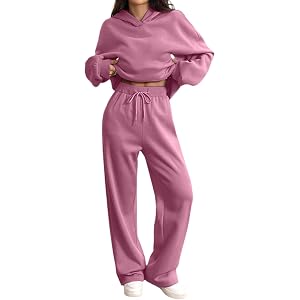 Vividcrate Womens 2 Piece Sweatsuits Set 2026 Casual Winter Long Sleeve Hoodie Loose Wide Leg Sweatpants Fall Tracksuit