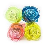 Fun Central 24 Pack - LED Flashing Jelly Flower Rings Bulk Party Favors for Valentine's Day - Assorted Color