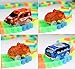 HAPISIMI Track Cars with 5 LED Lights, Compatible with Most Tracks Including Magic Tracks, Neo Twister Tracks, Boys and Girls (3. Blue Bus - Dino)