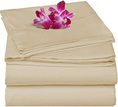 #1 Bedding 1800 Brushed Microfiber -Soft Luxury Bed Sheet Set -Hypoallergenic, Wrinkle Free, Fade, Stain Resistant -4 Piece Sheets set with 16" Deep Pocket - QUEEN (BEIGE) by Steffani