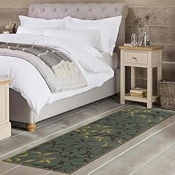 Machine Washable Leaves Design Non-Slip Rubberback
