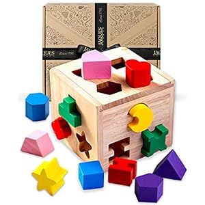 Jaques of London Wooden Shape Sorter Activity Cube for Toddlers | Wooden Baby Toys | Montessori Toys for 1 2 3 Year Olds