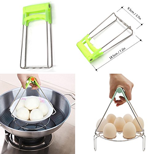 Steamer Basket Rack Set for Instant Pot Accessories - Include Steam Basket, 2-Pack Stackable Egg Steam Stand, Plate Gripper, Silicone Potholder Mat, Pair of Mini Mitts for Pressure Cooker Accessories - Thumbnail 4