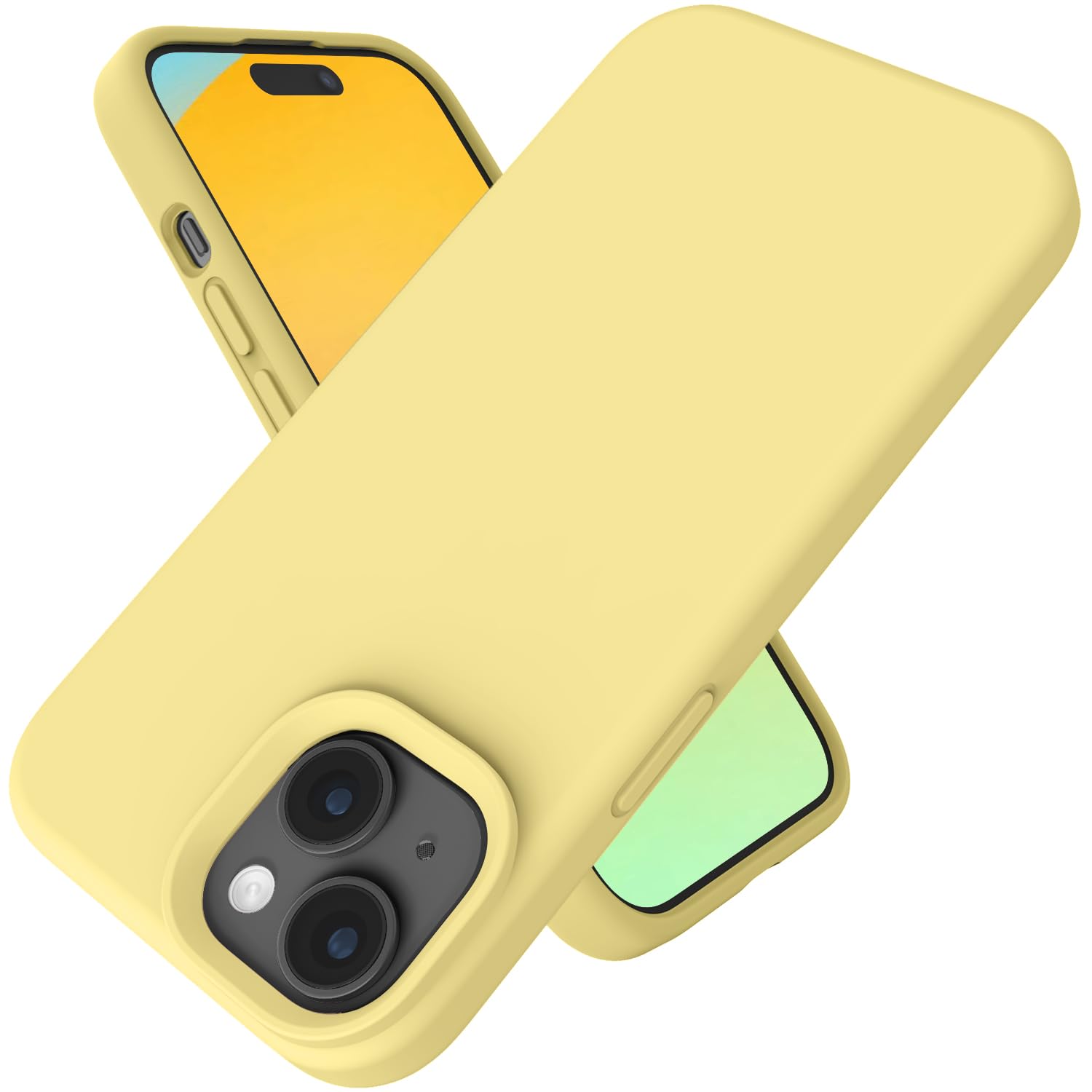 Andwing For iPhone 15 Case,Liquid Silicone Case For iPhone 15 Phone case Soft Phone Case Shockproof Cover Anti-Fingerprint Anti-Slip,For iPhone 15 6.1" Custard