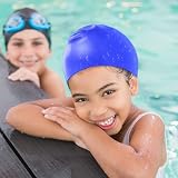 Darbermu Kids Waterproof Silicone Swimming Cap Blue 22x19cm view 6