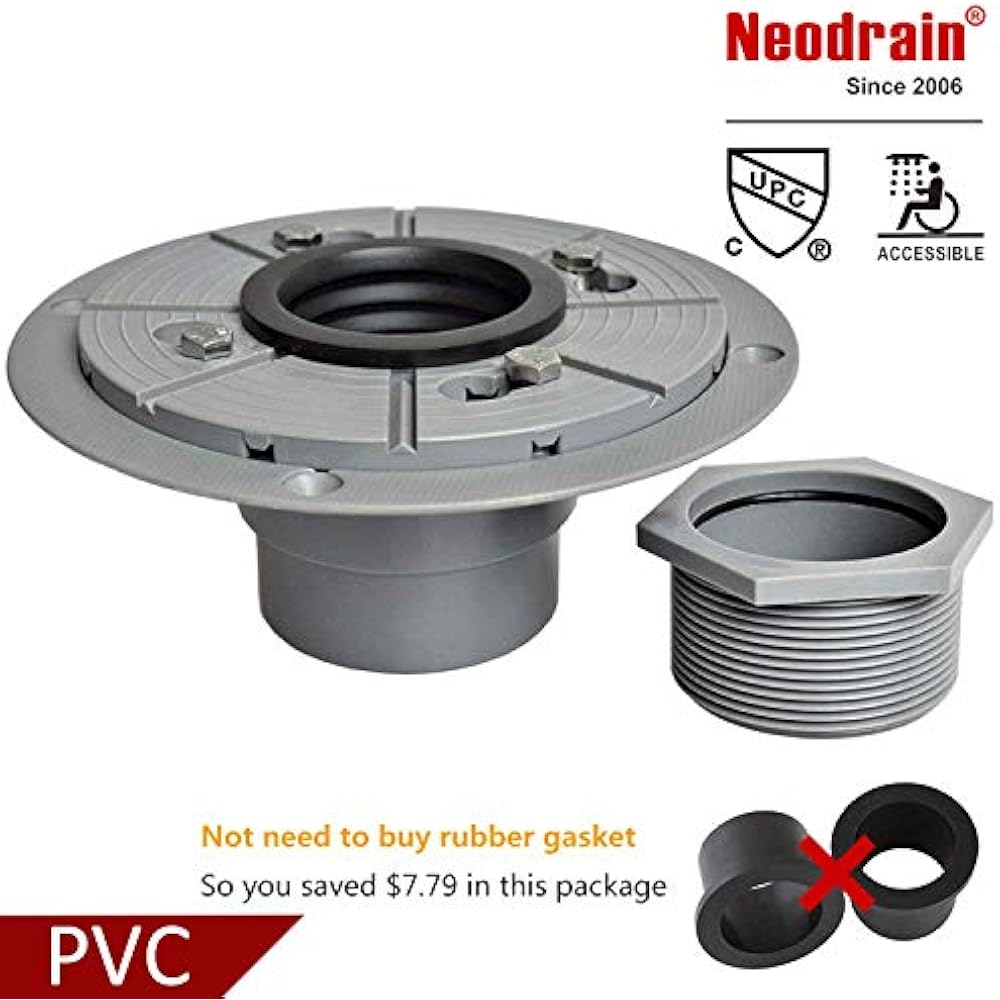 Neodrain Drain Strainers PVC Shower Base Kit Include 2 Inches Flange