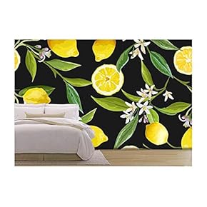 Vector - Seamless Pattern. Lemon Fruits Background. Floral Pattern. Flowers, Leaves, Lemons - Removable Wall Mural | Self-Adhesive Large Wallpaper - 66x96 inches