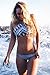 CUPSHE Fashion Women's Feather Printing Black Tank Padding Bikini Bathing Suit (L)