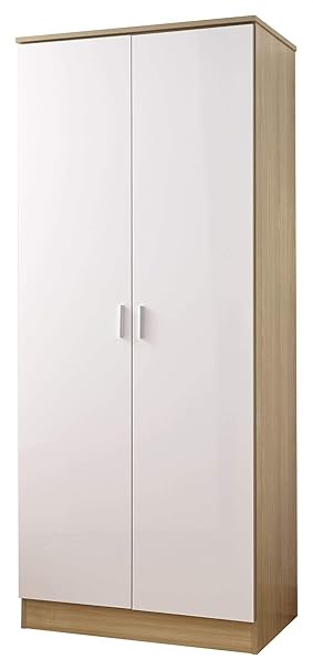 Melbourne White Oak Plain 2 Door Wardrobe Amazon Co Uk Kitchen