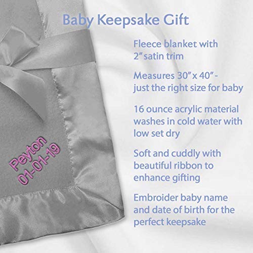 image for Jolitee Personalized Custom Soft Fleece with Satin Border Embroidered 