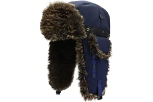 Men's Faux Fur Lined Trapper Hat, Winter Windproof Earflap Hat for Snow Skiing & Cold Weather