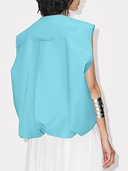 Tankaneo Womens Casual Zip Up Vest Cargo Oversized