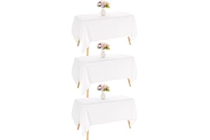 JALANCY 3 Pack Rectangle White Table Cloth Bulk Washable Polyester Table Cover for Wedding Dining Table Buffet Parties Banquet Decoration（60x102Inch, White）