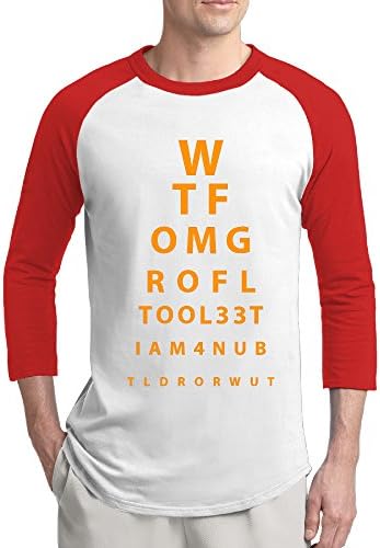 Customized Eyes Test Men 3/4 Sleeves Crew Neck Jersey Red[Size S Cotton