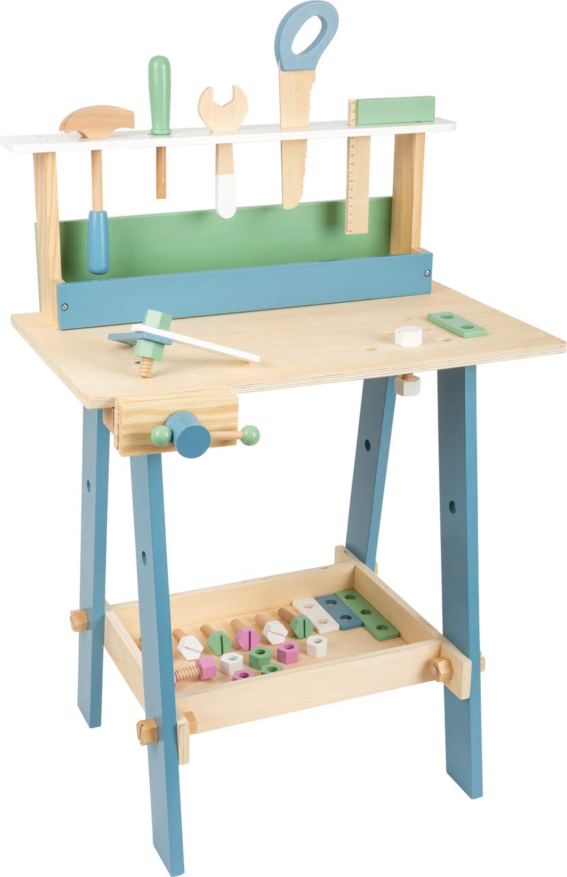 small foot 11375 Nordic Workbench, role-playing toy with accessories in light colours, for ages 3+ years