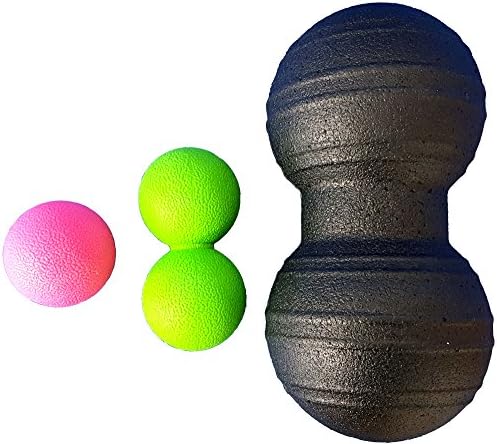 Massage Ball Set 3 - Peanut Double Lacrosse Ball for Deep Muscle Tissue Physical Therapy Myofascial Release Massage Exercise Ball (Peanut Ball, 3T(Combination))