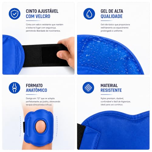 Bolsa Térmica para Joelho Gel Quente e Frio – Compressa Reutilizável para Dor, Inchaço, Inflamação e Recuperação Muscular