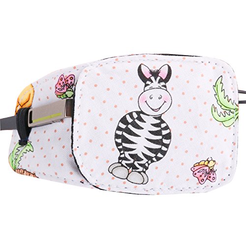 Plinrise Cartoon Pure Cotton Reusable Eye Patches - Amblyopia Eye Patches For Glasses, Strabismus, Lazy Eye Patch For Children,Vision Care Eye Mask (zebra right)