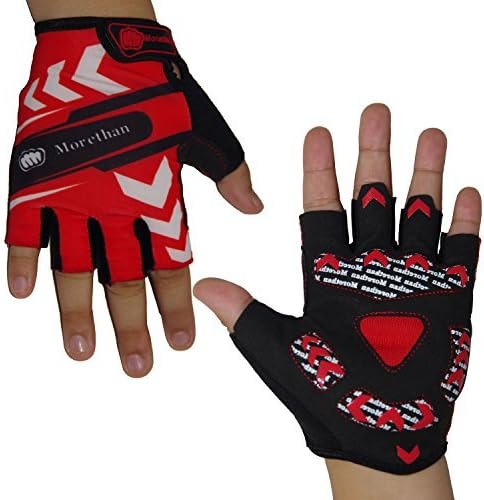 Cycling Gloves Half Finger Light Silicone Gel Pad For Men / Women / Boy / Girl riding Mountain Bike Road Bicycle General bicycle (Red, M)