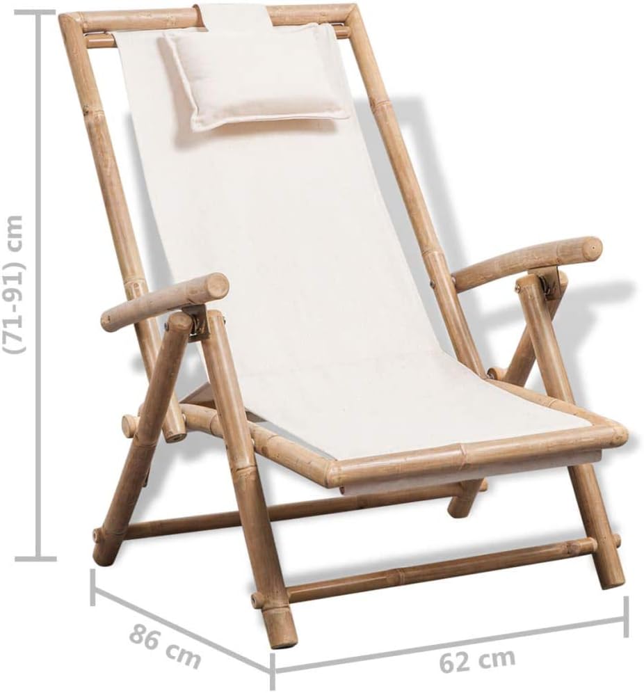 Vidaxl Bamboo Outdoor Garden Deck Chair Camping Picnic Beach Patio Yard Seat W Pillow Amazon Co Uk Garden Outdoors