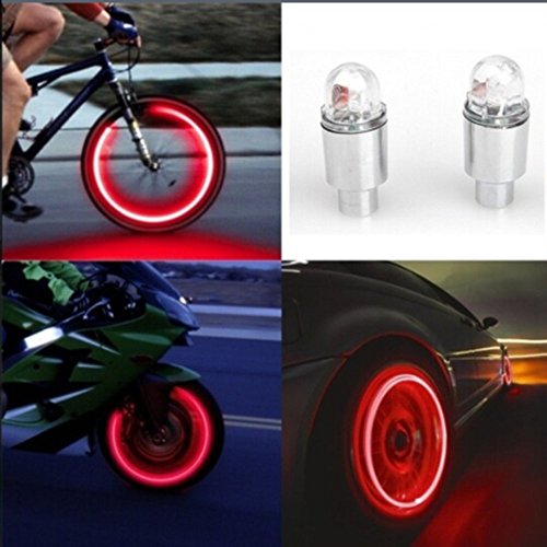 MChoice Auto accessories Bike Supplies Neon Blue Strobe LED Tire Valve Caps (Red)