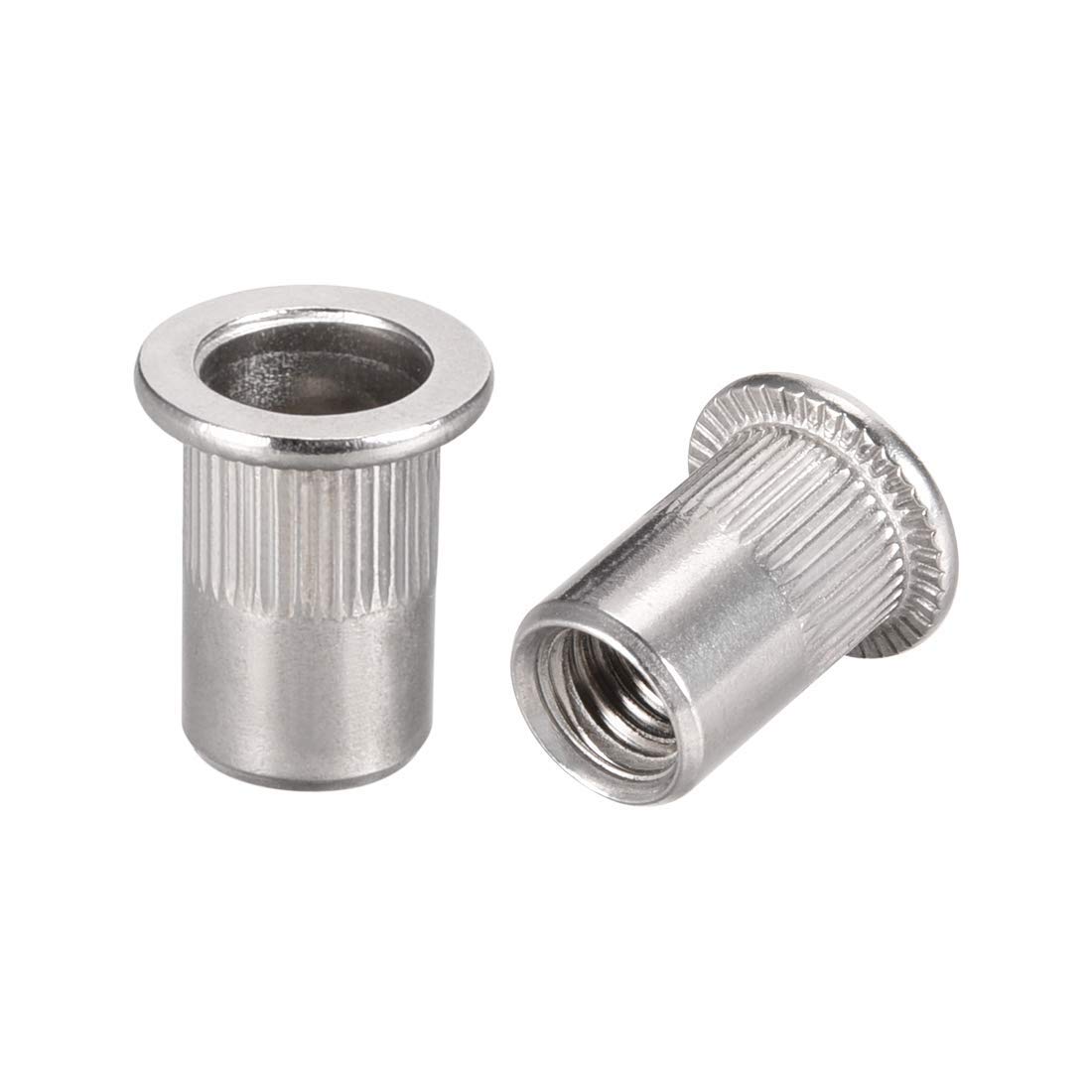 TA-VIGOR 30Pcs M8 Rivet Nuts, 304 Stainless Steel Knurled Flat Head Threaded Insert Nut Silver for Automotive Furniture