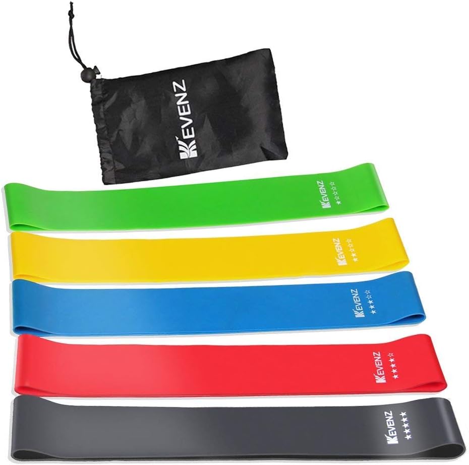 KEVENZ Resistance Loop Exercise Bands, Yoga Pull Bands, Greater Resistance, More Durable, Yoga Loop with Instruction Guide, Carry Bag