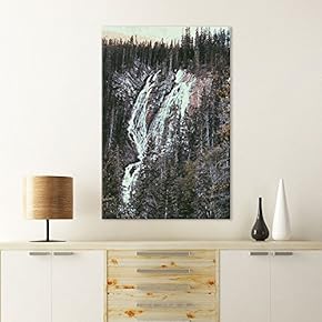 Canvas Wall Art - Landscape Waterfall on The Cliff in The Forest - Giclee Print Gallery Wrap Modern Home Art Ready to Hang - 12x18 inches