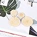 Weave Straw Double Disc Drop Earrings Boho Rattan Dangle Statement Earrings (rattan disk light)