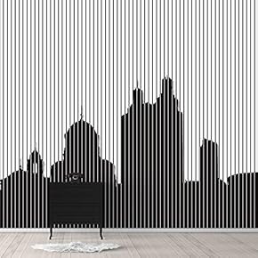 Wall Murals for Bedroom Abstract Black and White Building Removable Wallpaper Peel and Stick Wall Stickers - 66x96 inches