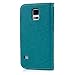 S5 Case,Samsung Galaxy S5 Case (G900) - Wallet Embossed Flower Tree PU Leather Soft TPU Inner Cover with Magnetic Clip & ID/Credit Card Holders Stylus Pen & Dust Plug by Badalink - Blue