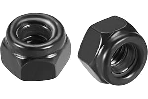 uxcell Hex Lock Nuts - M3 x 0.5mm Carbon Steel Nylon Insert Self-Locking Nuts for Fasteners, 50Pcs Black
