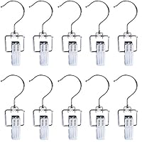 Baihoo Set of 10 Swivel Metal Closet Hanger Laundry Hooks Boot Clips Home Office Travel Portable